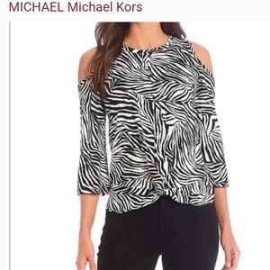 Michael Kors white and blalck cold shoulder top size sx